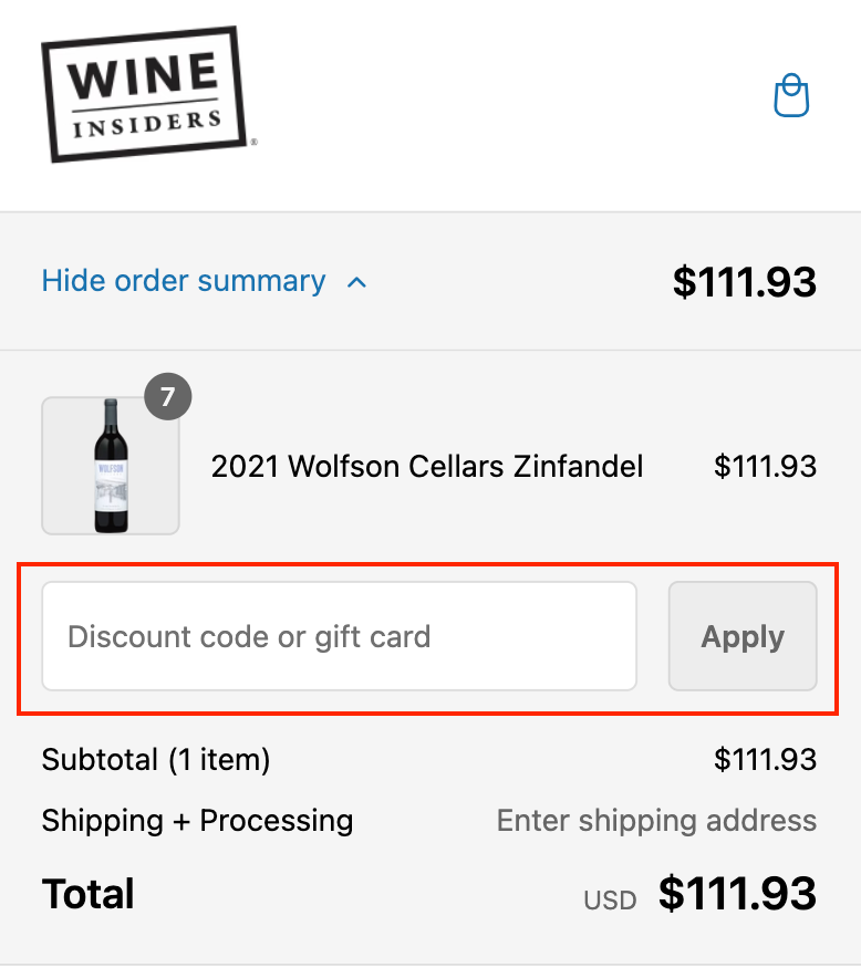 How to apply a discount code or digital coupon at Wine Insiders