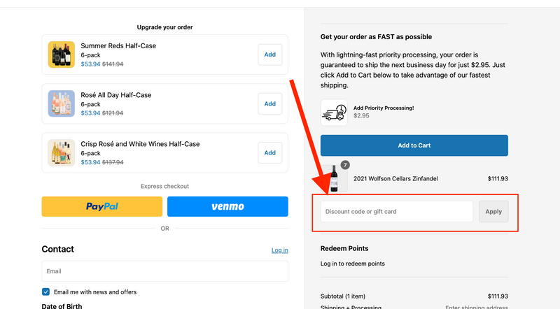 Applying discount codes on laptops, desktop computers and bigger tablets