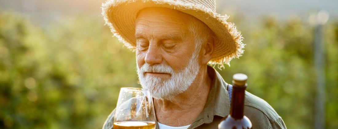 Man Sniffs Wine Glass