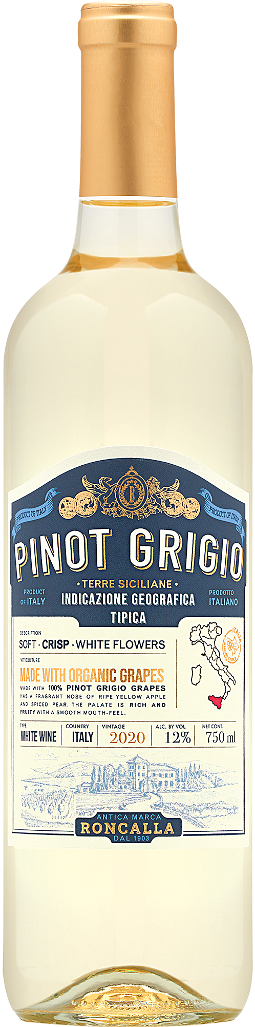 2020 Roncalla Organic Pinot Grigio